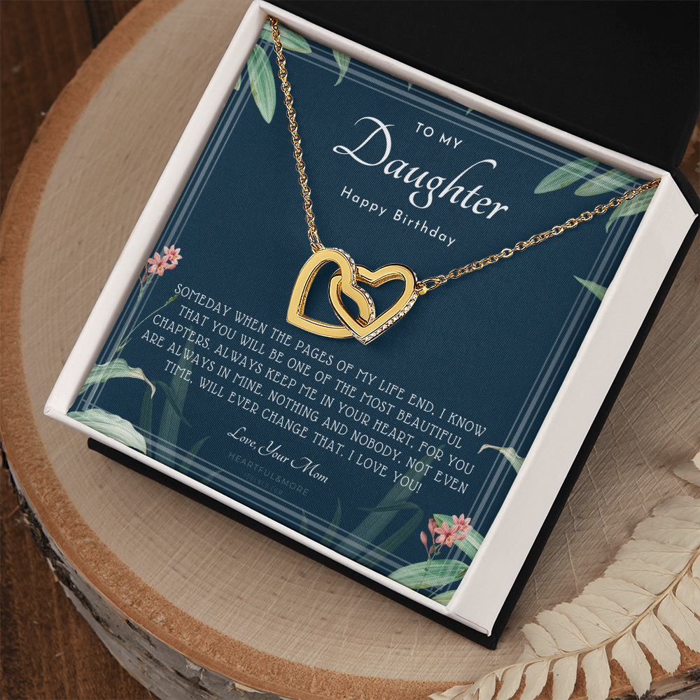 To My Daughter Necklace Gift from Mom, Beautiful Jewelry Box Birthday Graduation Christmas Gift for Daughter, Inspirational Message Card, Elegant Necklaces with Sentimental Message