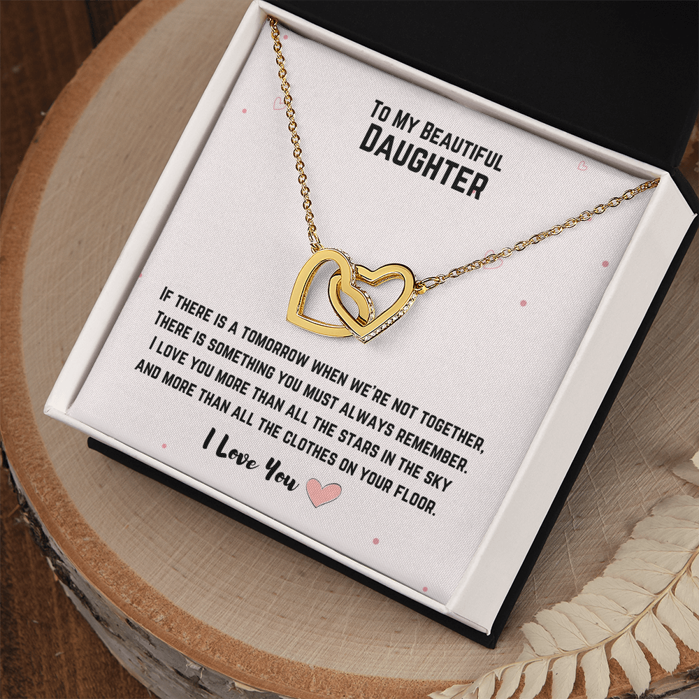 To My Beautiful Daughter Necklace Gift from Mom Dad, Beautiful Jewelry Box Birthday Graduation Christmas Gift for Daughter, Inspirational Message Card, Elegant Necklaces with Sentimental Message
