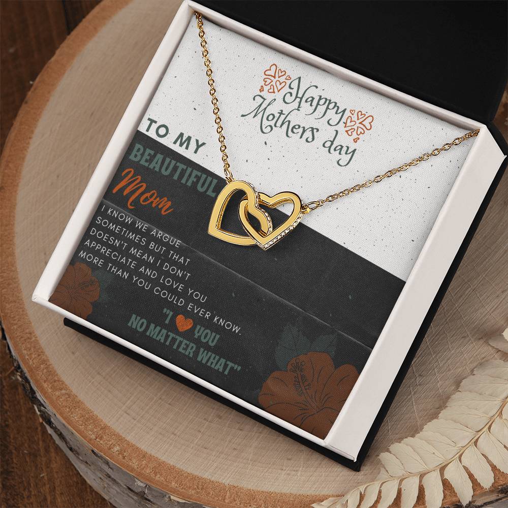 Happy Mother's Day Gift for Beautiful Mom Necklace – Daughter to Mom Jewelry, Heart Necklace for Mother, Gift from Daughter