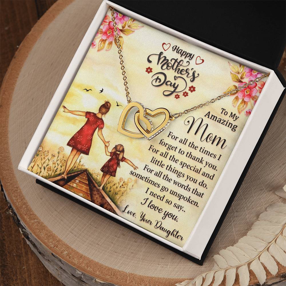 To My Mom Necklace – Happy Mother's Day Gift, Daughter Gift for Mom, Emotional Message Card Jewelry
