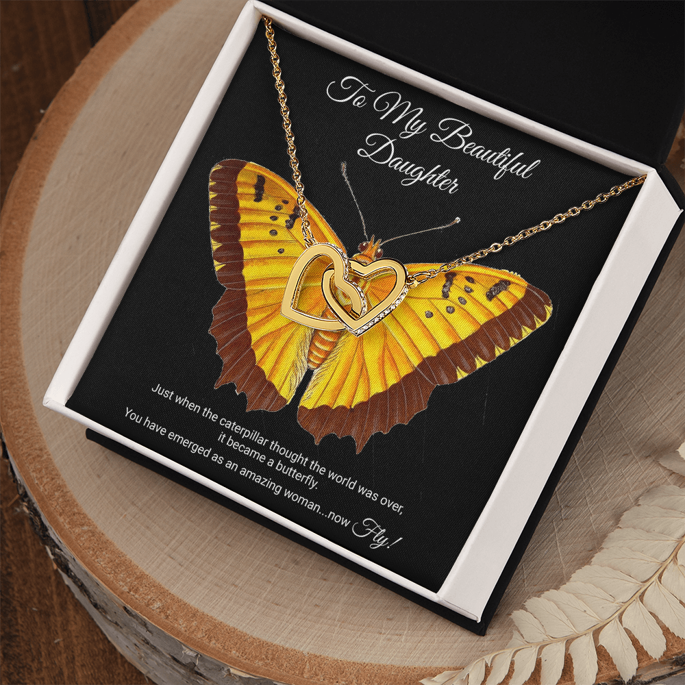 To My Daughter Meaningful Message Card Jewelry Box, Gift for Daughter's Birthday Graduation, Thoughtful for Her from Mom, Elegant Necklaces with Sentimental Message