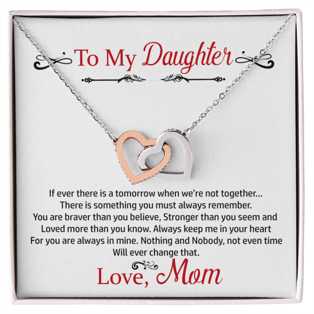To My Daughter Love Mom Necklace from Mother, Mothers Day Gifts for Daughter, Jewelry Gifts From Mommy on Graduation, Wedding Day, Present Ideas For Beautiful Daughters from Mama, Birthday Gift for Daughters