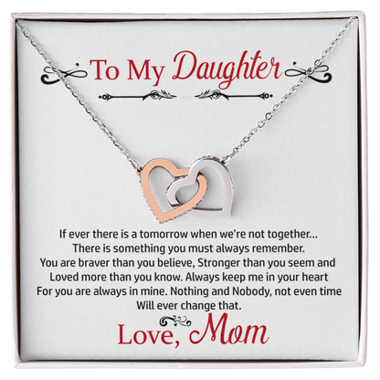 To My Daughter Love Mom Necklace from Mother, Mothers Day Gifts for Daughter, Jewelry Gifts From Mommy on Graduation, Wedding Day, Present Ideas For Beautiful Daughters from Mama, Birthday Gift for Daughters
