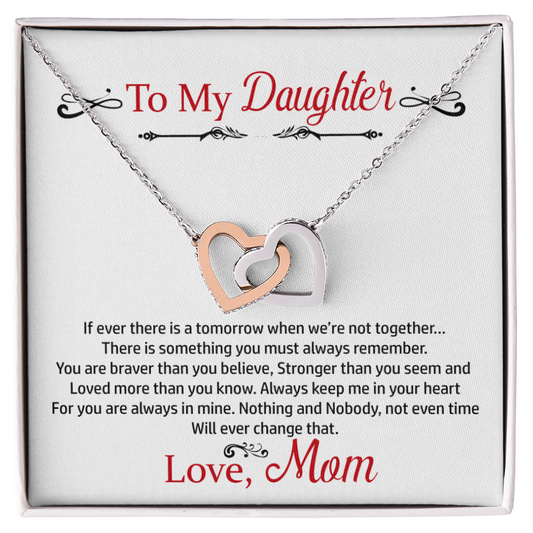 To My Daughter Love Mom Necklace from Mother, Mothers Day Gifts for Daughter, Jewelry Gifts From Mommy on Graduation, Wedding Day, Present Ideas For Beautiful Daughters from Mama, Birthday Gift for Daughters