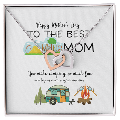 To The Best Camping Mom Happy Mother's Day Necklace Gifts Ideas for Mom Mommy Mama from Daughter or Son, Motivational Card Jewelry for Her