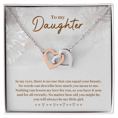 To My Beautiful Daughter Necklace – Interlocking Hearts Necklace – Gift From Parents