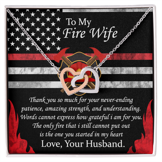 To My Wife Necklace - Romantic Gift for Wife - White Gold Pendant - Interlocking Heart's Necklace - Gift for soulmate - Gift from Husband - Romantic message Card for wife