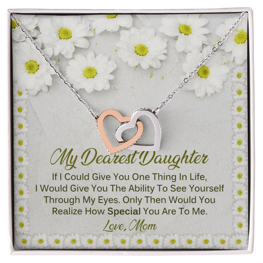 To My Dearest Daughter Meaningful Message Card Jewelry Box, Gift for Daughter's Birthday Graduation, Thoughtful for Her from Mom, Elegant Necklaces with Sentimental Message