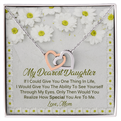 To My Dearest Daughter Meaningful Message Card Jewelry Box, Gift for Daughter's Birthday Graduation, Thoughtful for Her from Mom, Elegant Necklaces with Sentimental Message