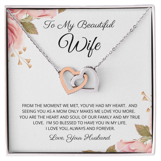 To My Beautiful Wife - Necklace - Love Your Husband - Love Necklace from Hubby - Best Gift from Husband - Wife Gift - Necklace design love - Diamond Necklace  For wife