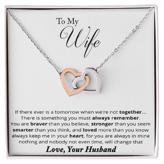 Perfect Gift for Wife - Diamond Heart Necklace - Couple Necklace Set - Friendship Necklaces - to My Wife Necklace - Valentines Day Gifts for Wife - Romantic Wife Gift - Wife Birthday Surprise