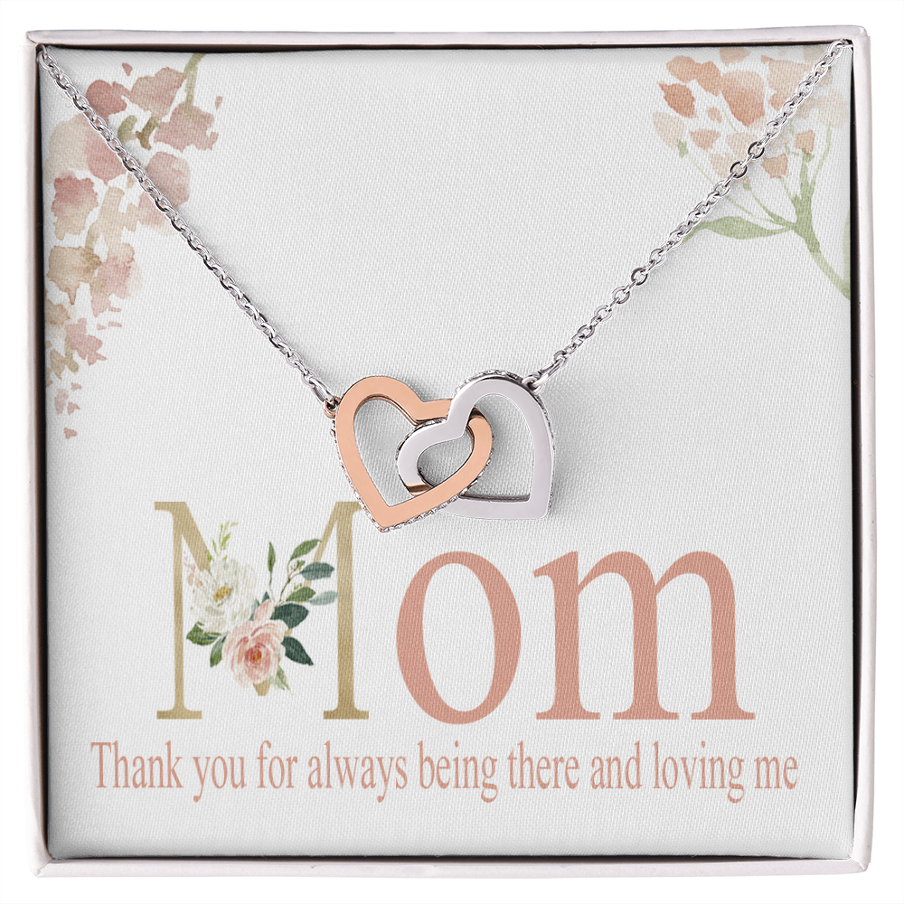 Mom Interlocking Hearts Necklace Gift From Daughter, Motivational Card Necklace for Mommy, Christmas Birthday Present, 2026 Mothers Day Gift Ideas, Jewelry for Her
