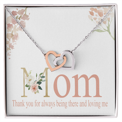 Mom Interlocking Hearts Necklace Gift From Daughter, Motivational Card Necklace for Mommy, Christmas Birthday Present, 2026 Mothers Day Gift Ideas, Jewelry for Her