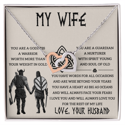 Shieldmaiden Necklace for Your Wife -  Romantic Gift for Wife - White Gold Pendant - Anniversary Jewelry for Her - Friendship Necklaces - Customize Couple Necklace - Love Nacklace for Wife