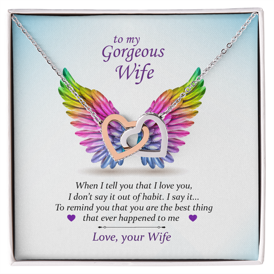 Love Your Husband - Card Gift for Wife from Husband Lover - To my Gorgeous Wife PRIDE - To My Beautiful Wife Necklace Boxed Jewellery - Nature's tiniest ballet dancer Wing's - Butterfly Design