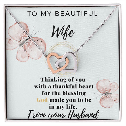 To My Wife Necklace With Message Card - wife gift from husband future husband - Anniversary Gift For Wife - Gift for Wife From Husband - To My Beautiful Wife - Love From Your Husband - White Gold Name Necklace