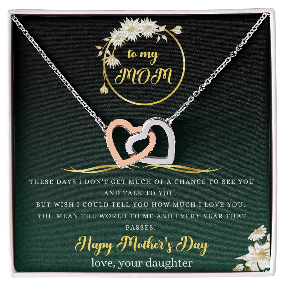To My Mom Necklace, Happy Mother's Day Gift, Daughter Gift for Mom, Emotional Message Card Jewelry, Unique Moms Birthday Gift Ideas
