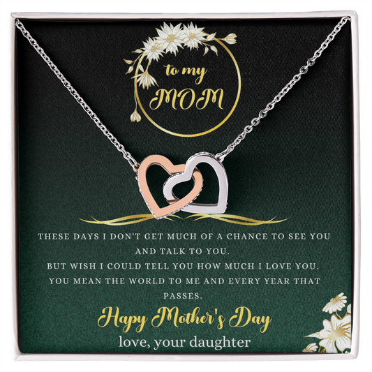 To My Mom Necklace, Happy Mother's Day Gift, Daughter Gift for Mom, Emotional Message Card Jewelry, Unique Moms Birthday Gift Ideas