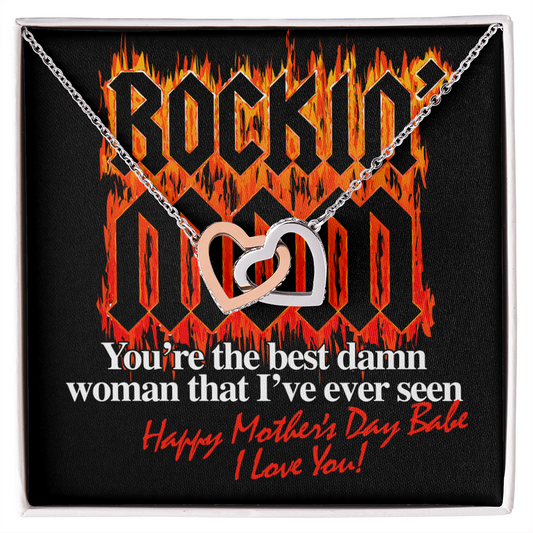 To My Wife Necklace - Valentines Day Gifts for Wife - Rockin' Mom You're the Best Damn Woman That I've Ever Seen - Happy Mother's Day - Gift for My Wife - Romantic Wife Gift - Mother's Day Gift