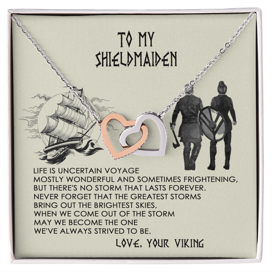 Premium Necklace for Your Beloved Shieldmaiden - From Viking - Love Your Viking - Couple Necklace Set - Friendship Necklaces - Customize Couple Necklace - to My Wife Necklace With Message Card