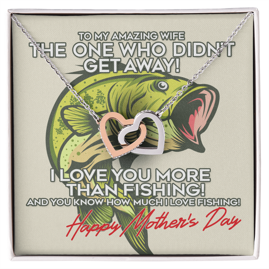To My Wife Necklace From Husband - To My Soulmate Necklace For Women - Necklace For Wife From Husband - To My Amazing Wife - I love you more than Fishing! - Happy Mothers Day