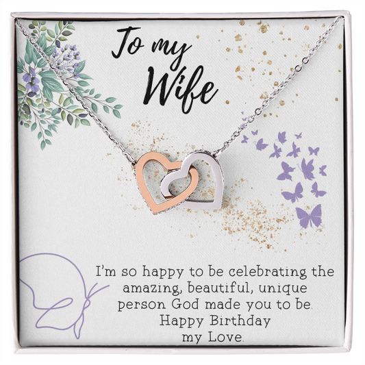 To My Wife Necklace - Happy Birthday My Love  - Gift for Wife Birthday Marriage - Romantic message card for her - Best Birthday Gift for her - Engagement Gift for her