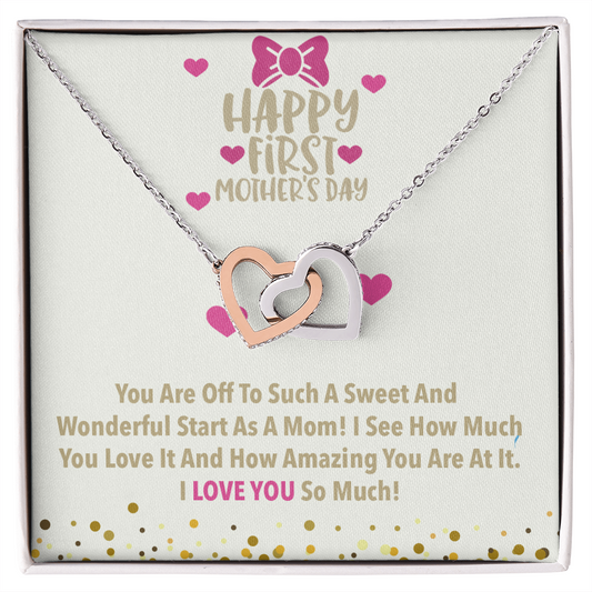 Happy First Mother's Day! I Love You So Much! - Gift For My Wife - Romantic Wife Gift - Neckless Gift with sweet messageGift - First Mother Gift for her - GIft for wifey - Diamond gift for her - Locket for her