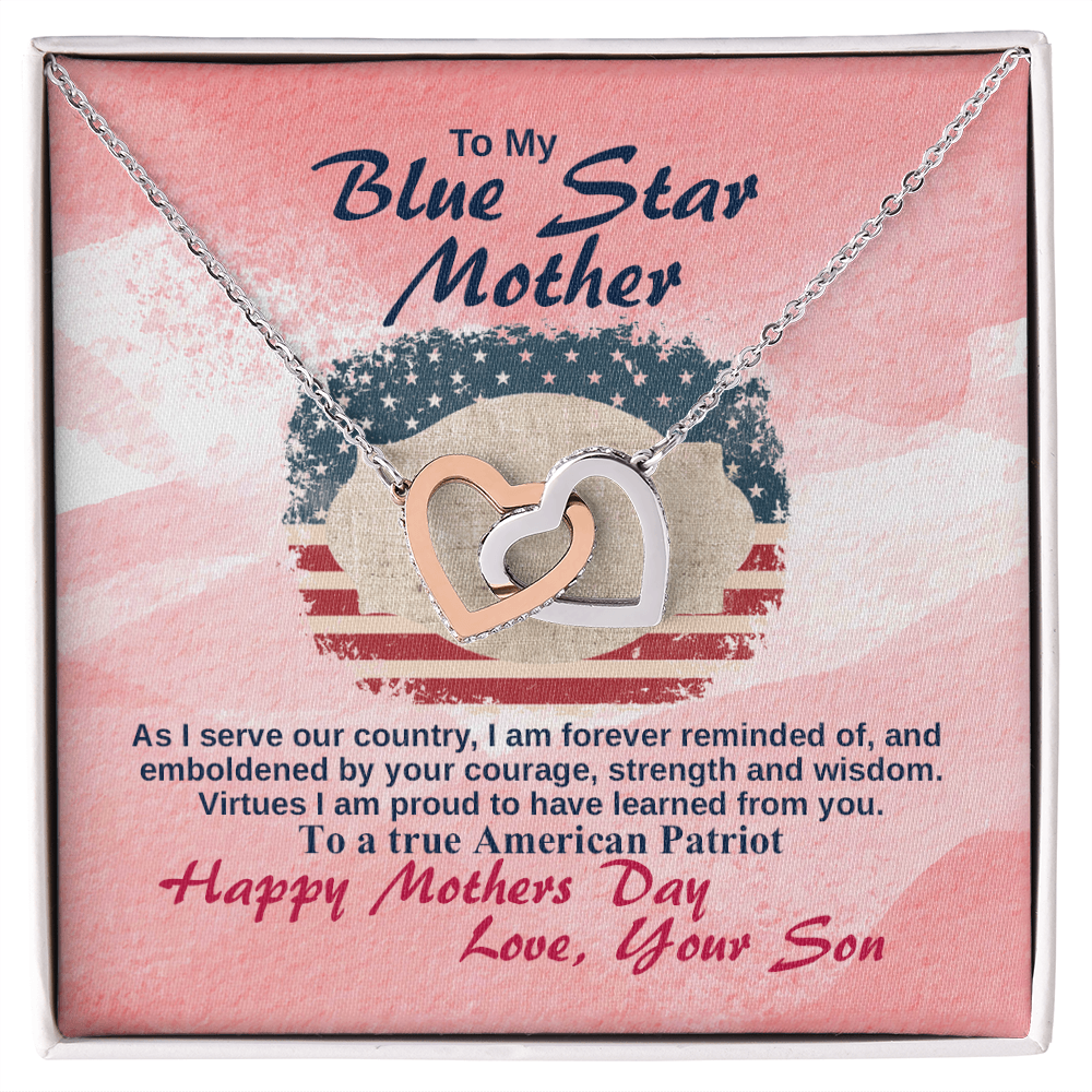 Mother's Day Necklace for Mom, Meaningful Gift for Mommy from Daughter, Interlocking Hearts Necklace, Mom Jewelry Gift, To My Blue Star Mother Necklace With Heartfelt Message
