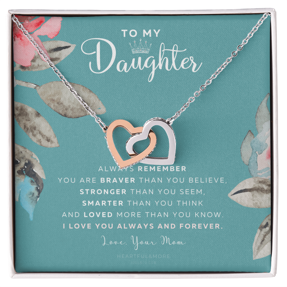 To My Daughter Necklace Gift from Mom, Beautiful Jewelry Box Birthday Graduation Christmas Gift for Daughter, Inspirational Message Card, Elegant Necklaces with Sentimental Message