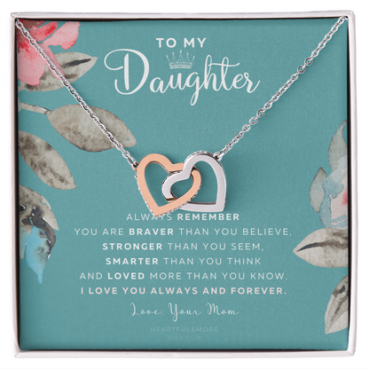 To My Daughter Necklace Gift from Mom, Beautiful Jewelry Box Birthday Graduation Christmas Gift for Daughter, Inspirational Message Card, Elegant Necklaces with Sentimental Message