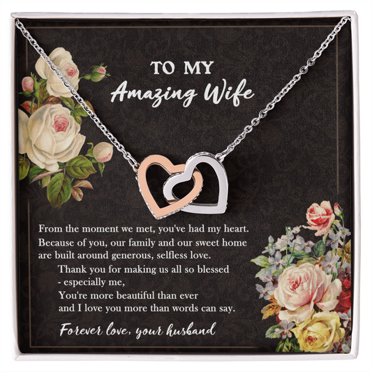 To My Amazing Wife Necklace - Gift For Wife - You've Had My Heart - Love Knot - To My Wife Necklace From Husband - Love Necklace for Wife - Diamond Necklace for wife - Best Gift for soulmate