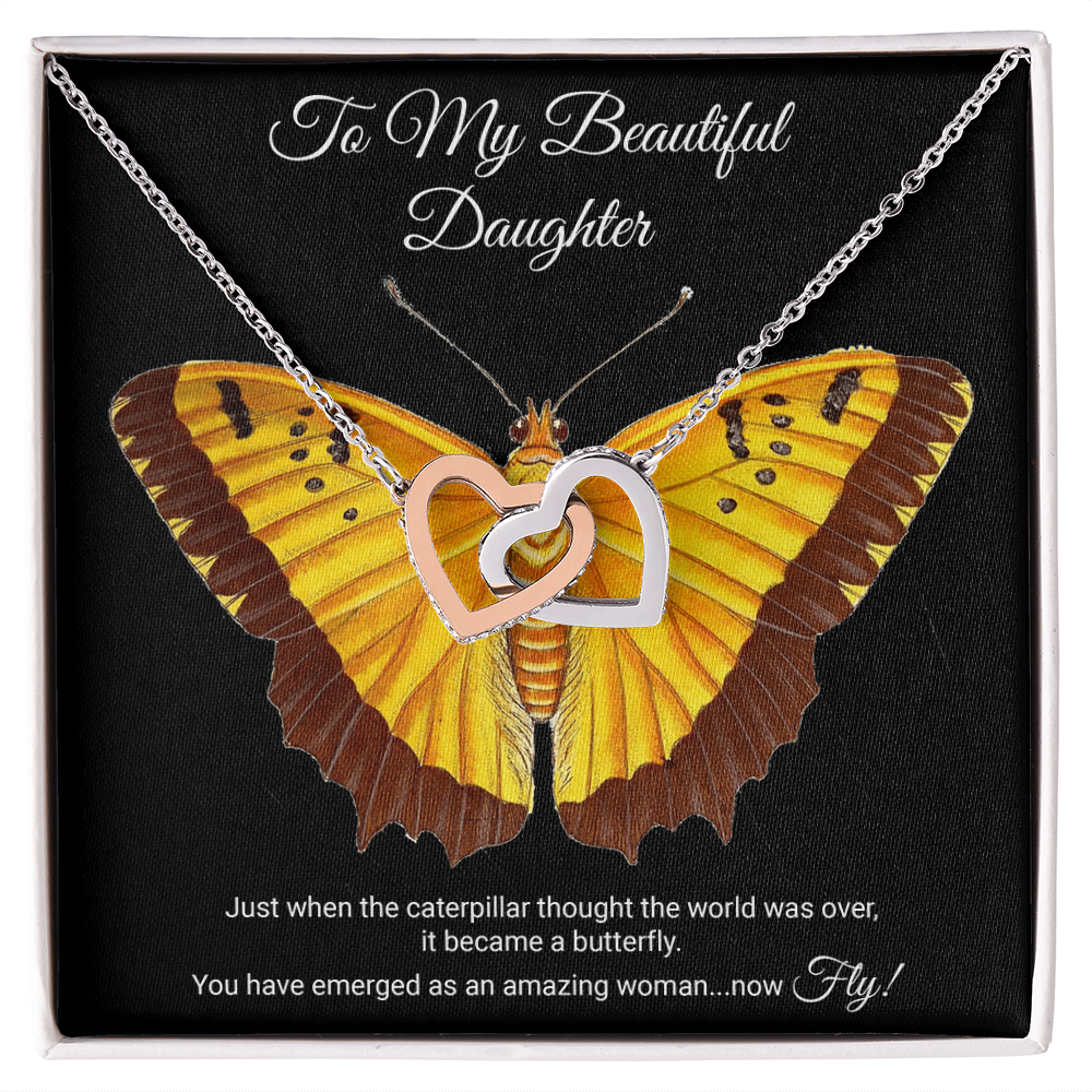 To My Daughter Meaningful Message Card Jewelry Box, Gift for Daughter's Birthday Graduation, Thoughtful for Her from Mom, Elegant Necklaces with Sentimental Message