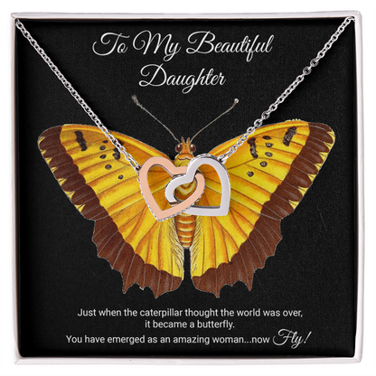 To My Daughter Meaningful Message Card Jewelry Box, Gift for Daughter's Birthday Graduation, Thoughtful for Her from Mom, Elegant Necklaces with Sentimental Message