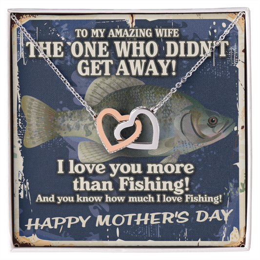 To My Wife Necklace - Valentines Day Gifts For Wife - Necklace For Wife From Husband - Love design Necklace for wife - I love you more than Fishing! - Mother's day Gift - Couple Necklace Set