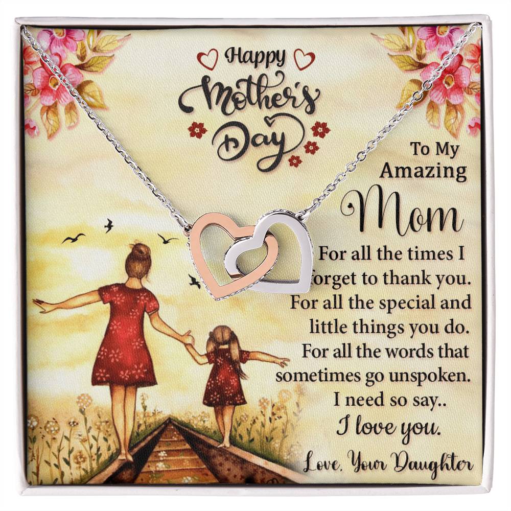 To My Mom Necklace – Happy Mother's Day Gift, Daughter Gift for Mom, Emotional Message Card Jewelry