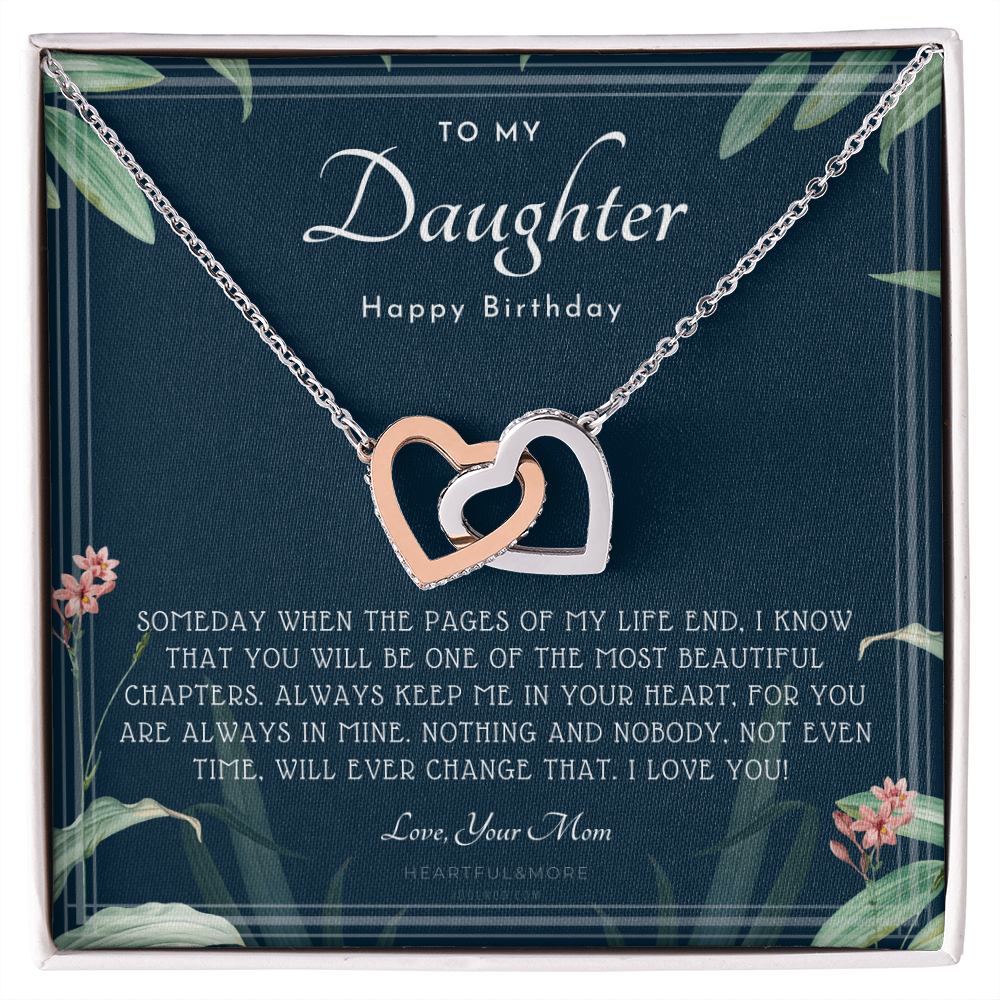 To My Daughter Necklace Gift from Mom, Beautiful Jewelry Box Birthday Graduation Christmas Gift for Daughter, Inspirational Message Card, Elegant Necklaces with Sentimental Message