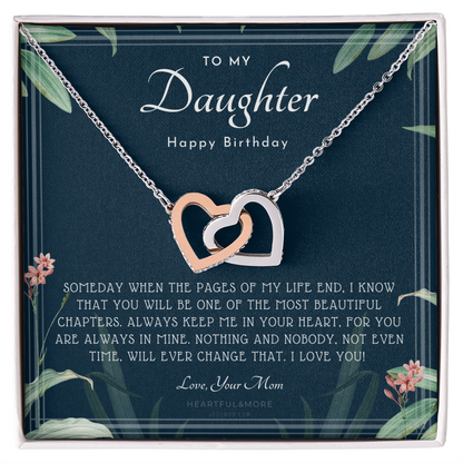To My Daughter Necklace Gift from Mom, Beautiful Jewelry Box Birthday Graduation Christmas Gift for Daughter, Inspirational Message Card, Elegant Necklaces with Sentimental Message
