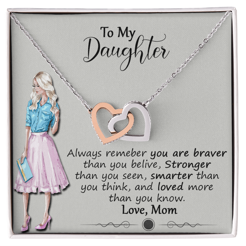 Daughter Necklace Gift from Mom, To My Daughter Jewelry Gifts Ideas, Birthday Graduation Christmas Gift for Daughter, Inspirational Message Card, Elegant Necklaces with Sentimental Message