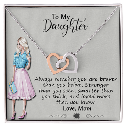 Daughter Necklace Gift from Mom, To My Daughter Jewelry Gifts Ideas, Birthday Graduation Christmas Gift for Daughter, Inspirational Message Card, Elegant Necklaces with Sentimental Message