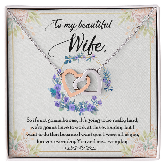 To My Beautiful Wife - You And Me Forever Everyday - Love Necklace  for wife - Diamond Necklace for wifey - Romantic message card for soulmate - Necklace for soulmate