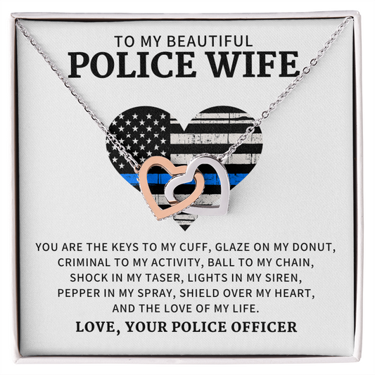 Best police wife Gift - To My Police Wife - Keys To My Cuff - wife Necklace  - Love Knot Necklace for My Police Wife - Alluring Beauty Necklace for police wife