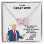 Card Gift for Wife from Husband Lover - To My Beautiful Wife Necklace Boxed Jewellery  - Elegant Style Clavicle Necklace For Wife Girlfriend Valentine's Day - Birthday Gift for her