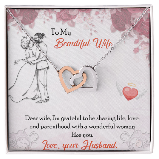 To My Beautiful Wife Necklace - Love Your Husband - Necklace for Wife - Couple Necklace Set - Friendship Necklaces - Customize Couple Necklace - Love Design Necklace for wife - Diamond Necklace for soulmate