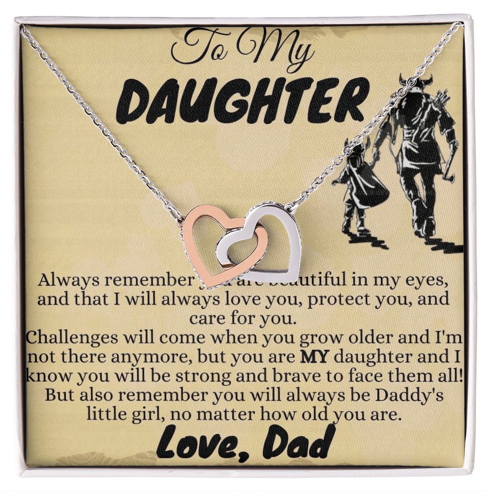 To My Daughter Necklace from Viking Dad, Interlocking Hearts Necklace, Daughter Gifts, Jewelry for Daughter, Father to Daughter Necklace, Daughter Birthday Necklace Christmas Gifts