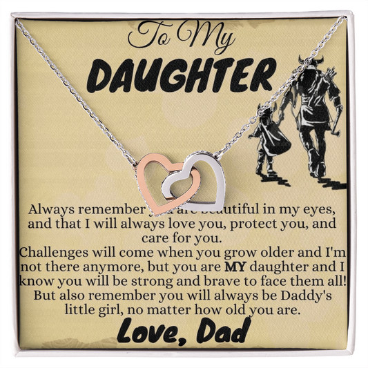 To My Daughter Necklace from Viking Dad, Interlocking Hearts Necklace, Daughter Gifts, Jewelry for Daughter, Father to Daughter Necklace, Daughter Birthday Necklace Christmas Gifts