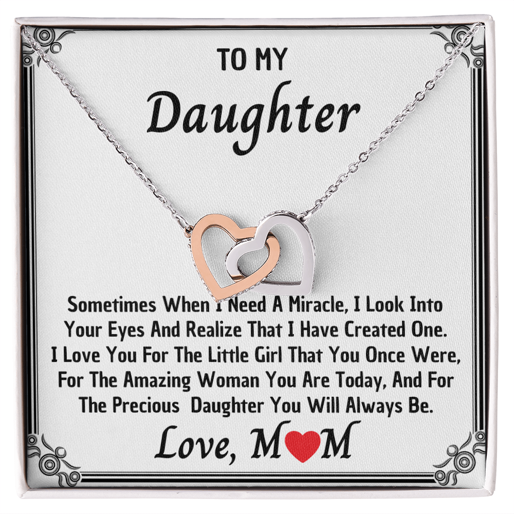 Daughter Gifts from Mom, Valentines Gifts for Daughter Kids Teen Girls, Heart Pendant to My Daughter Necklace from Daddy, Christmas Easter Basket Stuffers Graduation Birthday Gifts for Teenage Girls