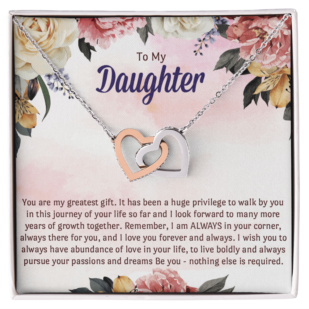 Daughter Birthday Gift Necklace With Message Card, Gift From Mom Dad to Daughter Hearts Jewelry Gifts