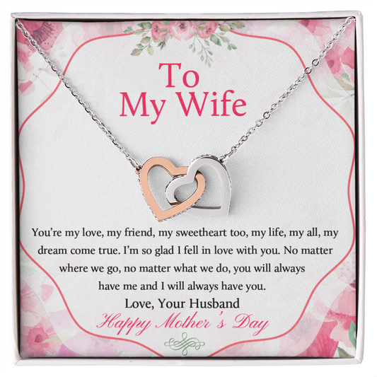 To My Wife Mother's Day Necklace - Happy Mother's Day - White Gold Pendant - Anniversary Jewelry for Her - Romantic message card for her - Birthday Gift for her - Anniversary Gift