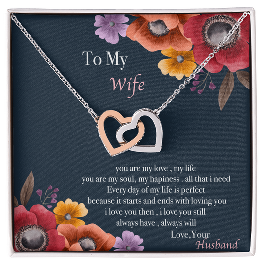To My Wife - Necklace Gift Set - Couple Necklace Set - Friendship Necklaces -  Anniversary Gift For Wife - To My Wife Necklace With Message Card - Romantic Wife Gift