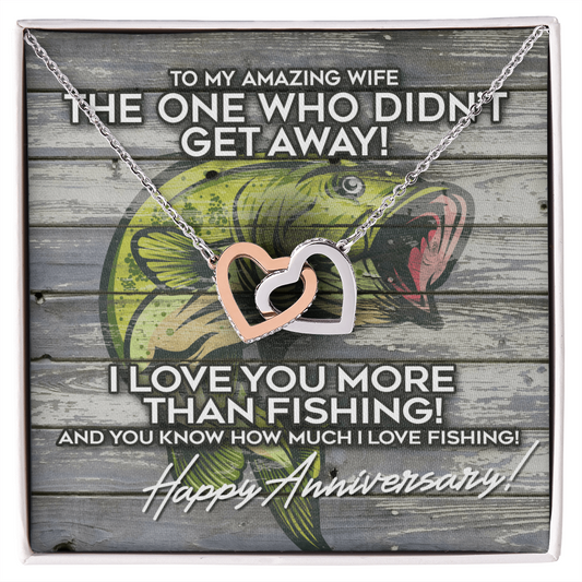 Necklace for Wife - Soulmate Necklace - Wife Necklace Gift - Necklace Gift for Your Soulmate That Even Leave You in Any Situation - Best Gift for Mother's Day - to My Amazing Wife - Happy Anniversary Gifts - I Love You More Than Fishing